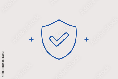 Shield with a checkmark for  verified protection and safe charitable giving. Trustworthy Vector Illustration and line icon is perfect for secure donation platforms and insurance safety.