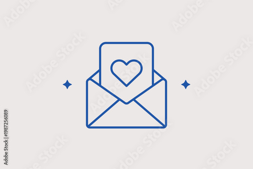 Envelope with a heart for charitable letters and financial contributions. Sincere Vector Illustration and line icon is ideal for donation appeals and thank-you notes from non-profits.