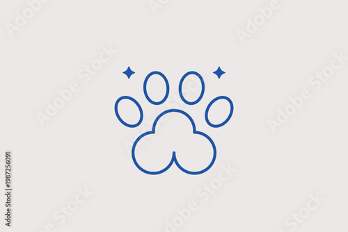 Animal paw print with a heart for pet adoption and animal welfare charity. Kind Vector Illustration and line icon is ideal for animal shelters and veterinary aid programs.