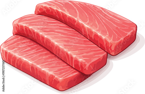 Three Rectangular Slices of Raw Tuna Fish seafood sashimi
