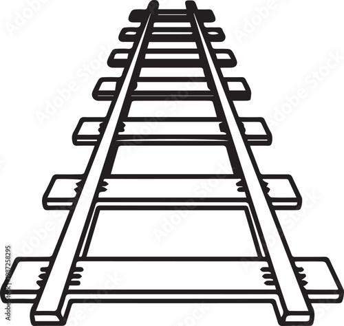 Black Outlined Icon of Train Tracks