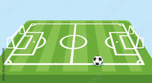 Illustration of a soccer field with ball.