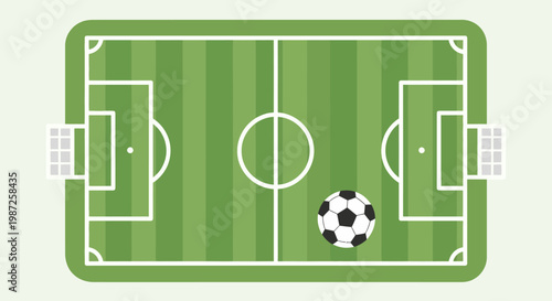 Illustration of a soccer field with ball.