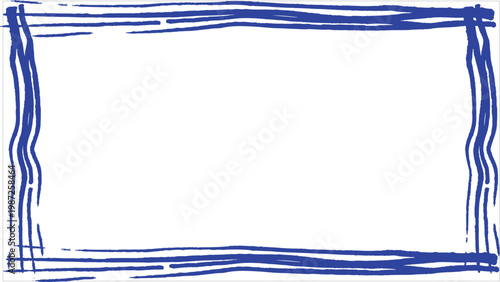 Artistic hand-drawn blue frame with a scribbled, wavy texture providing a creative border for various digital content on a clean white background.