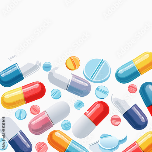 Bunte Pillen und Kapseln