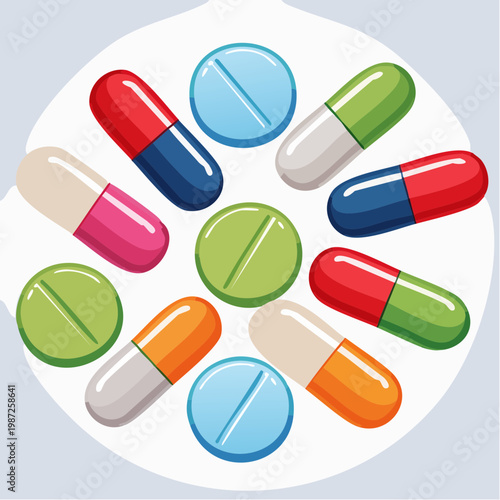 Bunte Pillen und Kapseln