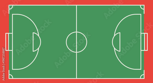 A green soccer field with white lines.