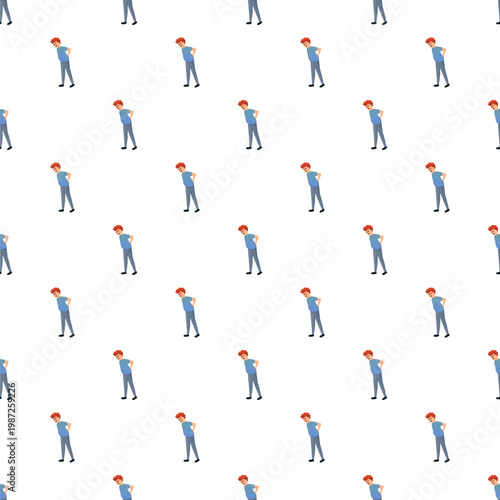 Man experiencing backache in a repeating pattern on white background