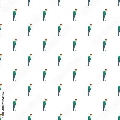 Depressed man illustration creating a seamless pattern symbolizing sadness and isolation
