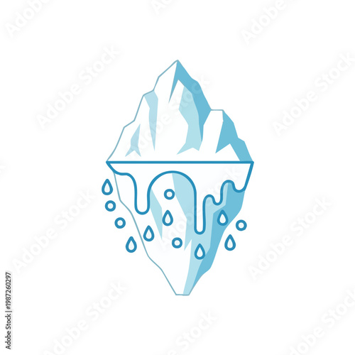 Iceberg, melting ice, blue vector icon, climate change symbol, glacier