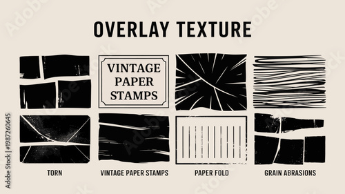 A collection of black abstract brush strokes and textures are displayed resembling vintage paper stamps and overlay elements high quality professional detailed modern elegant stylish clean