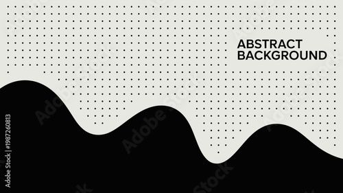 An abstract background features a black wavy shape against a light grey field dotted with tiny regularly spaced black circles high quality professional detailed modern elegant
