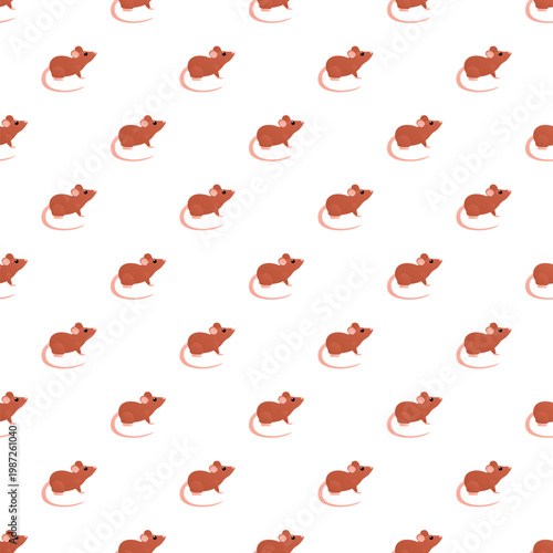 Repeating cute brown mouse pattern creating a rodent animal background