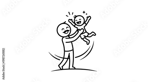 Father Playing with Happy Child Throwing Up in the Air