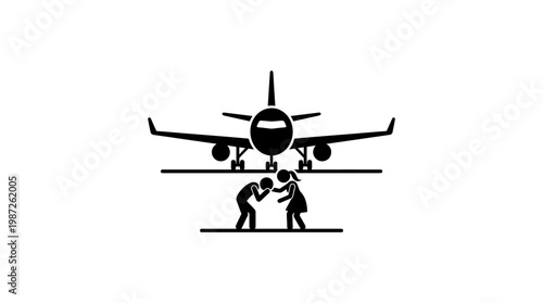 People Under a Plane Aviation Concept