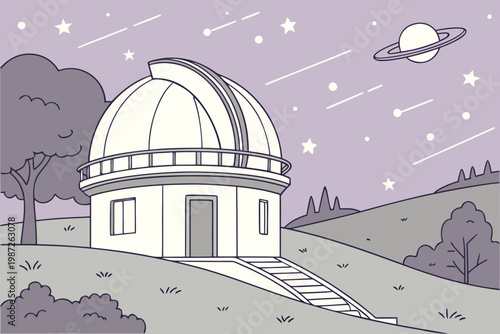 Celestial observatory dome cartoon simple vector illustration