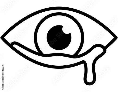 Watery Eye Icon Outline Style Tear Eye Problem Medical Symbol