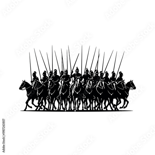 Illustration of a Cavalry Charge with Spears.