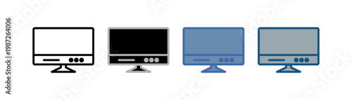 
monitor icon set multiple style collection with computer screen design