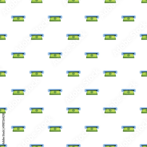 Atm slot dispensing money in a repeating seamless pattern