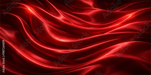 This luxury red silk and satin fabric features smooth flowing waves with a soft elegant texture that creates a sophisticated textile backdrop for any design