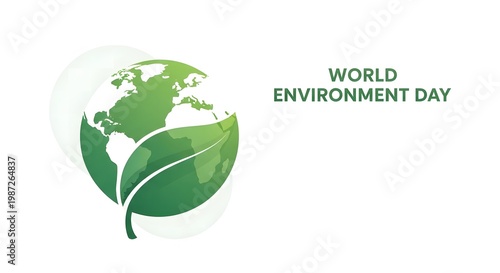 World environment day highlighted on a global map with green continents