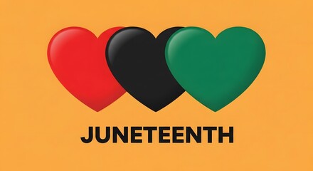 Juneteenth celebration red black and green hearts symbolizing freedom and heritage