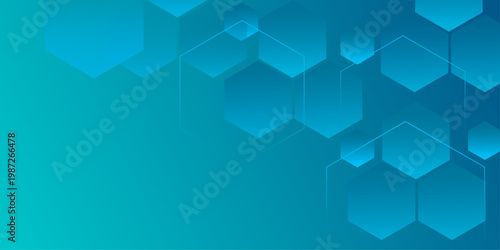 Abstract blue hexagon background. Modern geometric shape design. Futuristic technology concept.