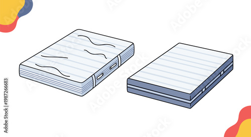 Two comfortable bed mattresses shown from perspective view for furniture and home interior retail.