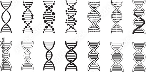 DNA double helix structures variations for genetic science biotechnology and medical research.