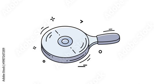 Hard disk drive illustration featuring a computer symbol with a magnifying tool and web button design in a circular swirl shape vector icon
