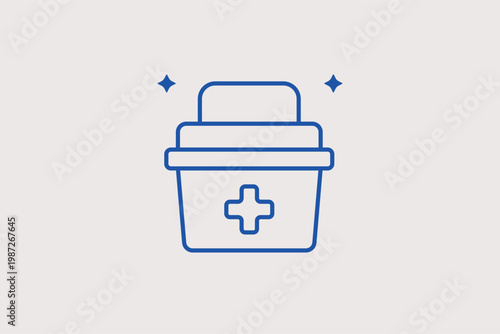 First aid kit line icon for emergency response and medical relief training. Vital Vector Illustration for safety equipment guides and disaster preparedness apps.