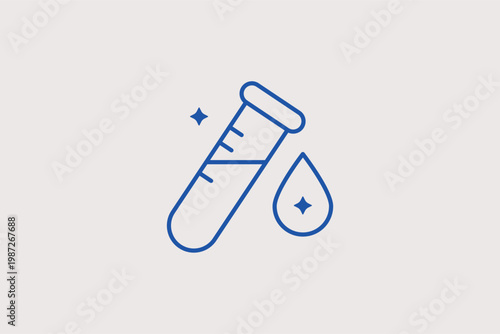 Test tube with a heart line icon for medical research funding and laboratory aid. Precise Vector Illustration for health science apps and diagnostic center branding.