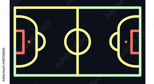 A digital illustration of a soccer field.