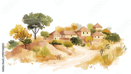 Air and Tenere Reserve. Air and Tenere Reserve hand drawn watercolor illustration on white background