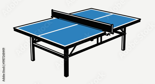 Illustration of a blue ping pong table.