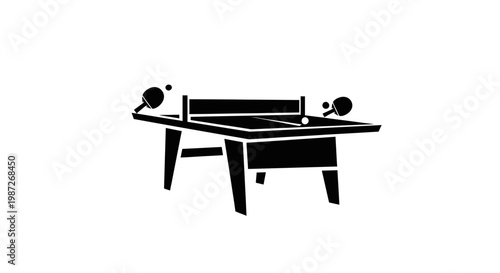 Black silhouette of a ping pong table.