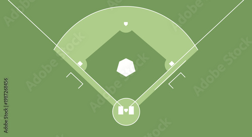Baseball field layout with markings.