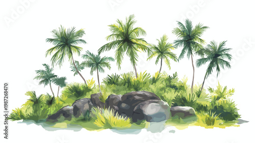 Bioko Island. Bioko Island hand drawn watercolor illustration on white background