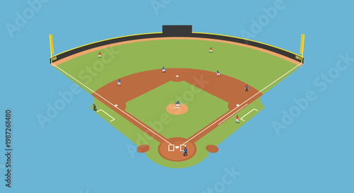 Aerial view of a baseball field.