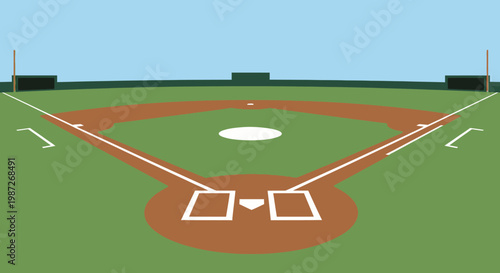 Baseball field layout with markings.