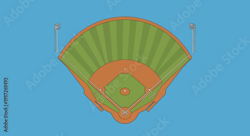 Aerial view of a baseball stadium.