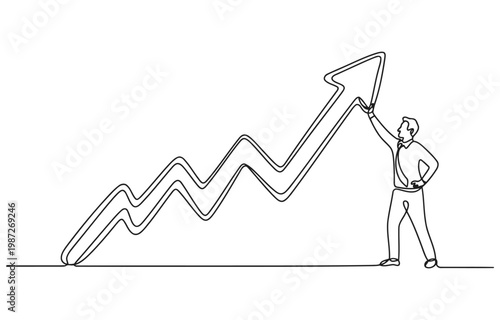 Businessman propelling an ascending arrow chart upwards vector illustration concept business plan business strategy increase illustration progress development achievement investment