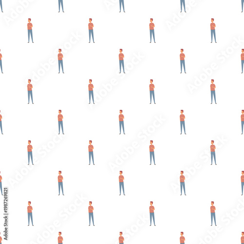 Man character repeating as a seamless pattern, showing individual concept or anonymity