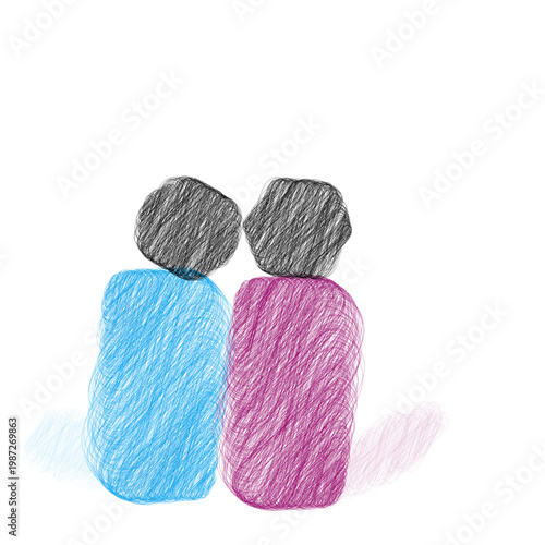 A Family clash and divorce or breakup, vector illustration of couple reconciling and healing relationship with family reunion theme, PNG