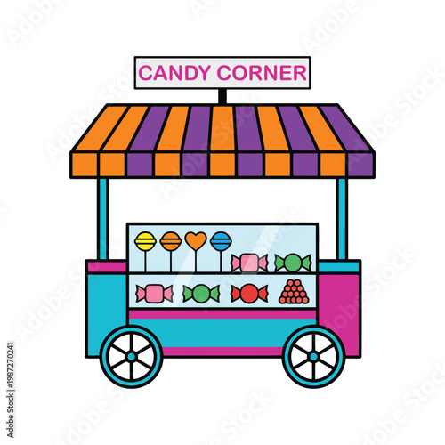 Colorful Candy Cart Sweet Shop