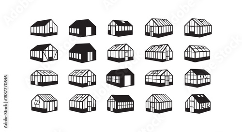 Greenhouse silhouette collection garden building agriculture structure greenhouse variety glass house designs.