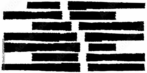 Abstract arrangement of black rectangular shapes against a white background