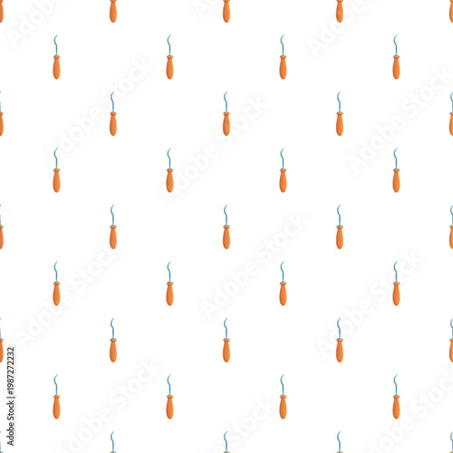 Dental scaler tools creating a repetitive seamless pattern on a clean white background