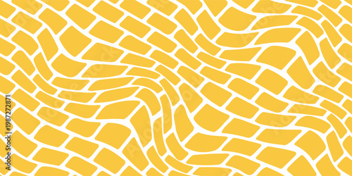 Curvy orange lines. Ramen or noodle pattern. Pasta, tagliatelle or capellini background. Undulate spaghetti texture. Traditional Italian, Chinese of Japan food wallpaper. Vector flat illustration.